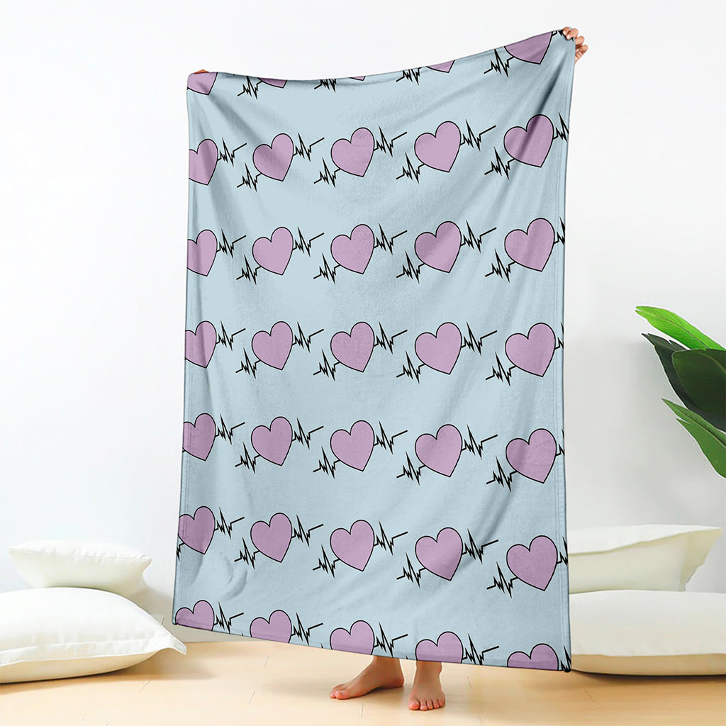 Pink Heartbeat Pattern Print Blanket