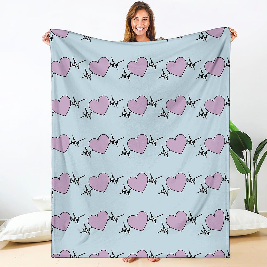 Pink Heartbeat Pattern Print Blanket