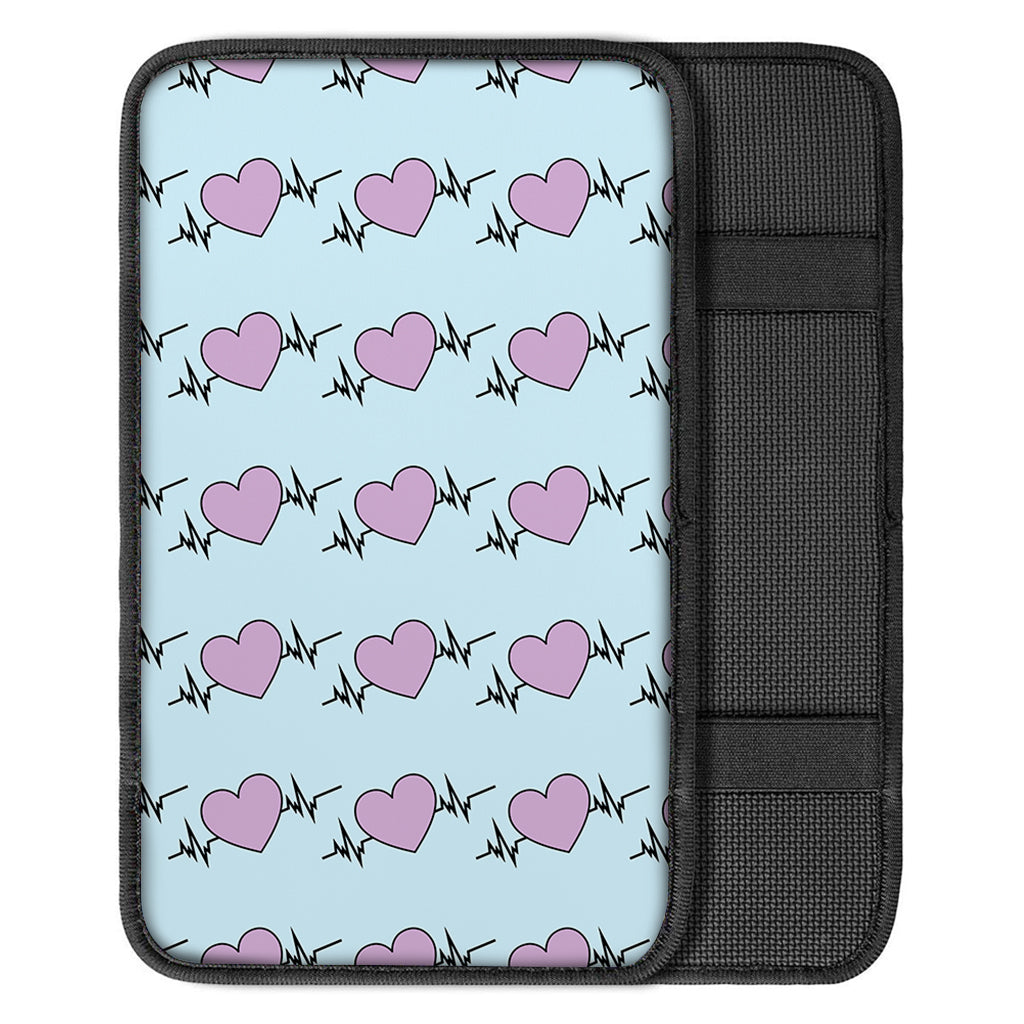 Pink Heartbeat Pattern Print Car Center Console Cover