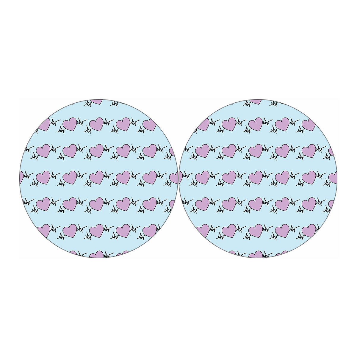 Pink Heartbeat Pattern Print Car Coasters