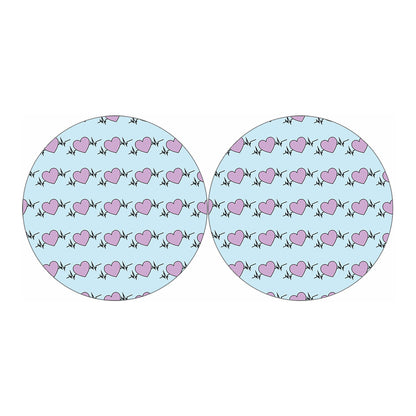 Pink Heartbeat Pattern Print Car Coasters