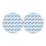 Pink Heartbeat Pattern Print Car Coasters