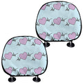 Pink Heartbeat Pattern Print Car Headrest Covers