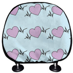 Pink Heartbeat Pattern Print Car Headrest Covers
