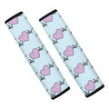 Pink Heartbeat Pattern Print Car Seat Belt Covers