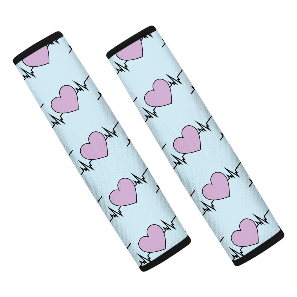 Pink Heartbeat Pattern Print Car Seat Belt Covers