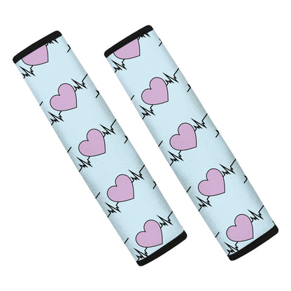 Pink Heartbeat Pattern Print Car Seat Belt Covers
