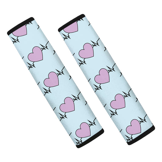 Pink Heartbeat Pattern Print Car Seat Belt Covers