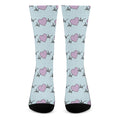 Pink Heartbeat Pattern Print Crew Socks