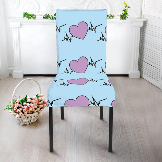 Pink Heartbeat Pattern Print Dining Chair Slipcover