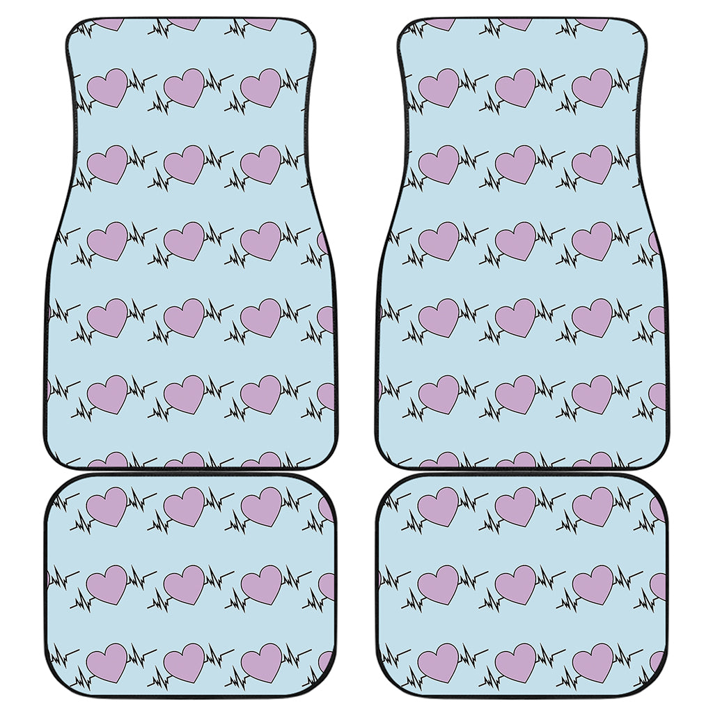Pink Heartbeat Pattern Print Front and Back Car Floor Mats