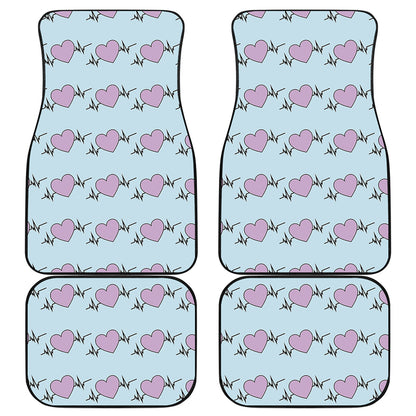 Pink Heartbeat Pattern Print Front and Back Car Floor Mats