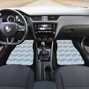 Pink Heartbeat Pattern Print Front and Back Car Floor Mats