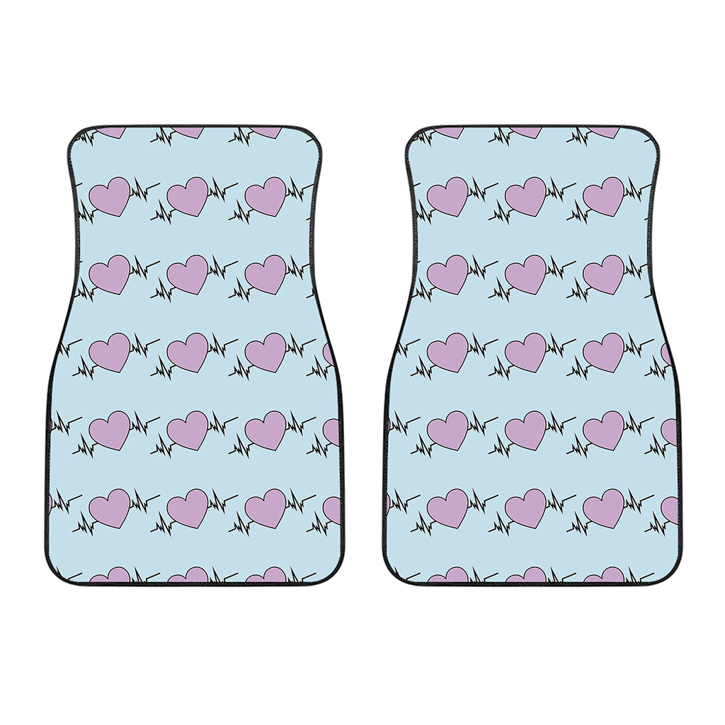 Pink Heartbeat Pattern Print Front Car Floor Mats