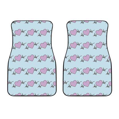 Pink Heartbeat Pattern Print Front Car Floor Mats