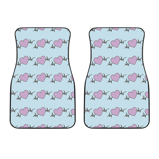 Pink Heartbeat Pattern Print Front Car Floor Mats