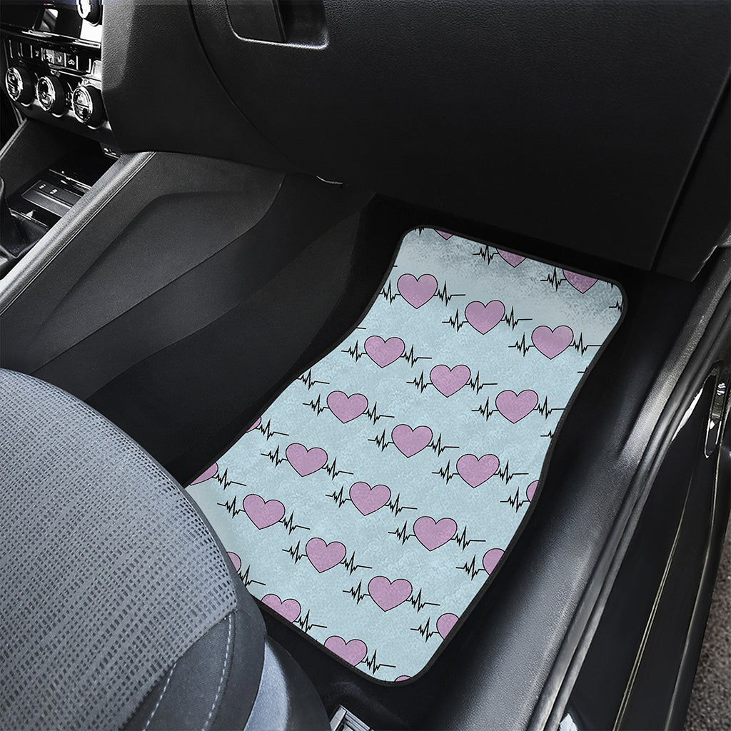 Pink Heartbeat Pattern Print Front Car Floor Mats
