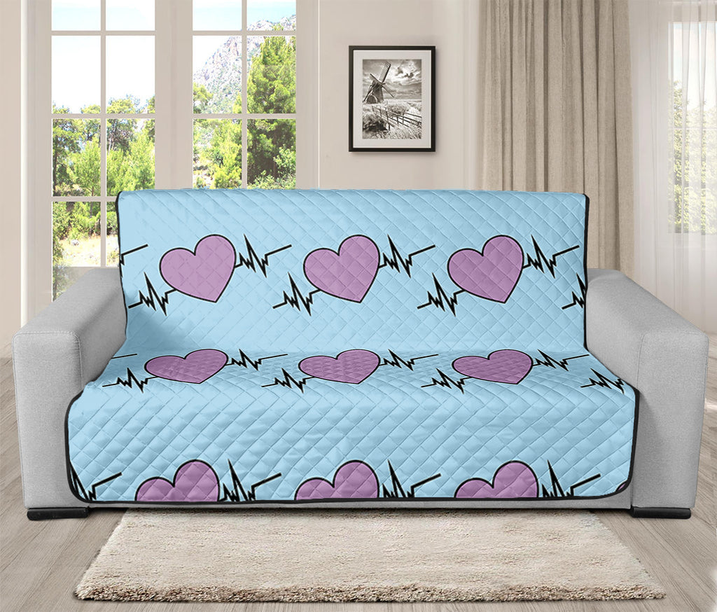 Pink Heartbeat Pattern Print Futon Protector