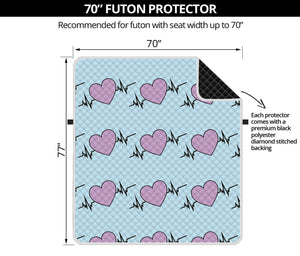 Pink Heartbeat Pattern Print Futon Protector