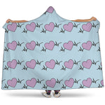 Pink Heartbeat Pattern Print Hooded Blanket