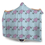 Pink Heartbeat Pattern Print Hooded Blanket