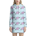 Pink Heartbeat Pattern Print Pullover Hoodie Dress