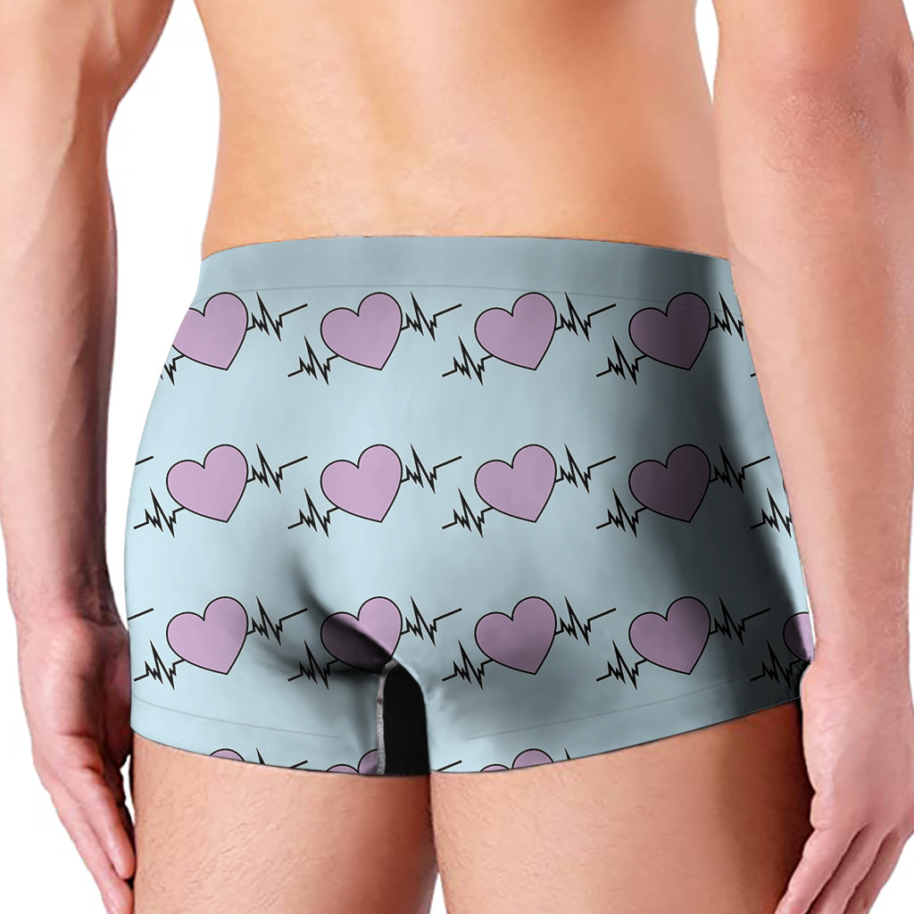 Pink Heartbeat Pattern Print Men's Boxer Briefs