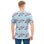 Pink Heartbeat Pattern Print Men's T-Shirt