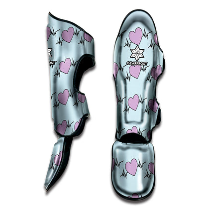 Pink Heartbeat Pattern Print Muay Thai Shin Guard