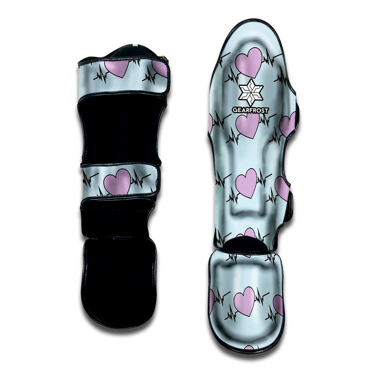 Pink Heartbeat Pattern Print Muay Thai Shin Guard