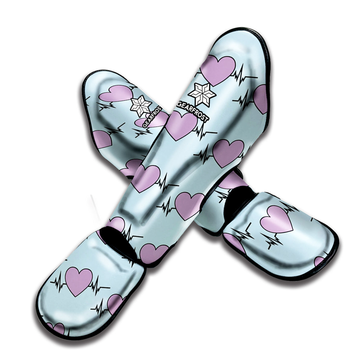 Pink Heartbeat Pattern Print Muay Thai Shin Guard