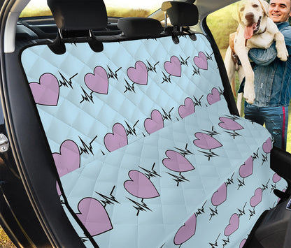 Pink Heartbeat Pattern Print Pet Car Back Seat Cover
