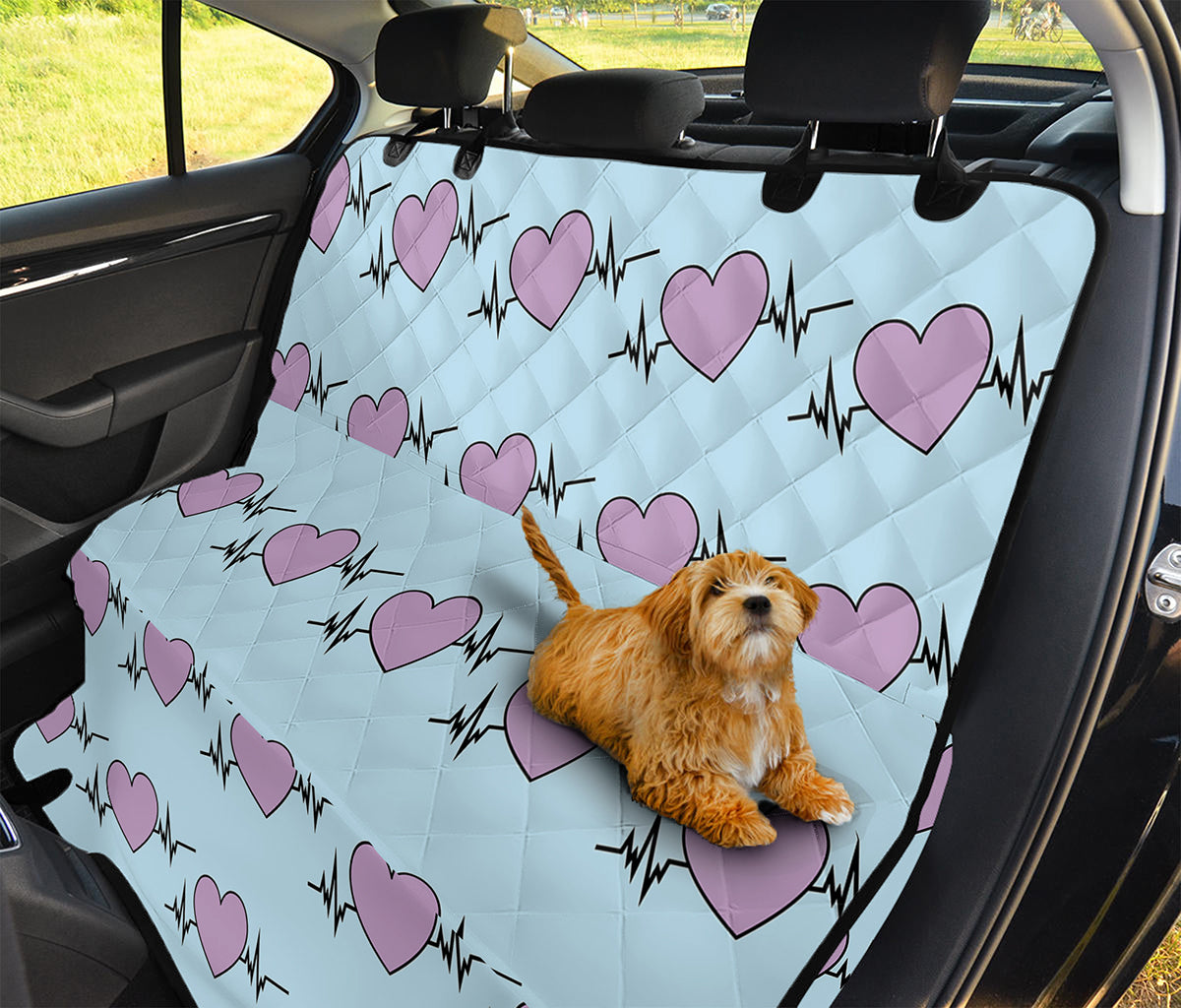 Pink Heartbeat Pattern Print Pet Car Back Seat Cover