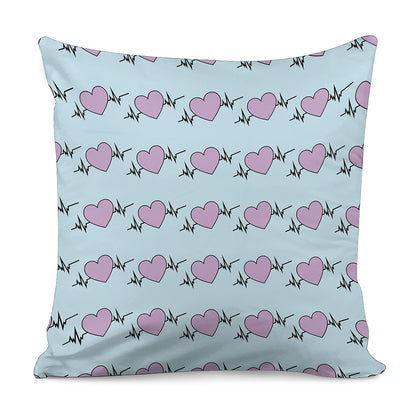 Pink Heartbeat Pattern Print Pillow Cover