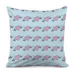 Pink Heartbeat Pattern Print Pillow Cover