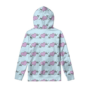 Pink Heartbeat Pattern Print Pullover Hoodie