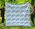 Pink Heartbeat Pattern Print Quilt