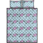 Pink Heartbeat Pattern Print Quilt Bed Set