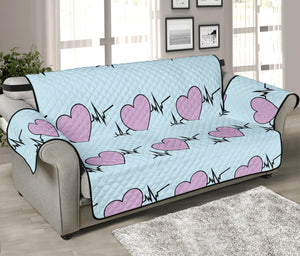 Pink Heartbeat Pattern Print Sofa Protector