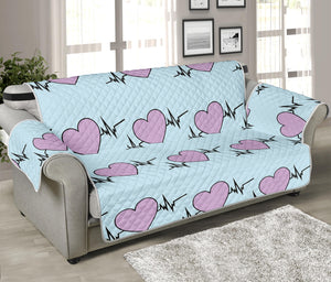 Pink Heartbeat Pattern Print Sofa Protector