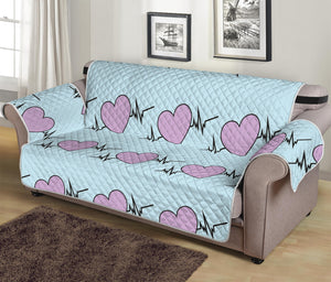 Pink Heartbeat Pattern Print Sofa Protector