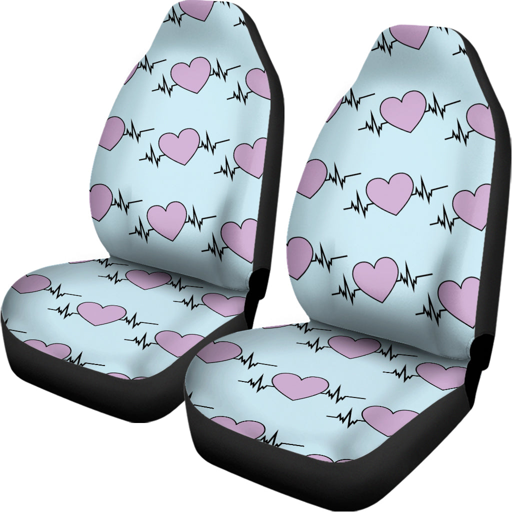 Pink Heartbeat Pattern Print Universal Fit Car Seat Covers