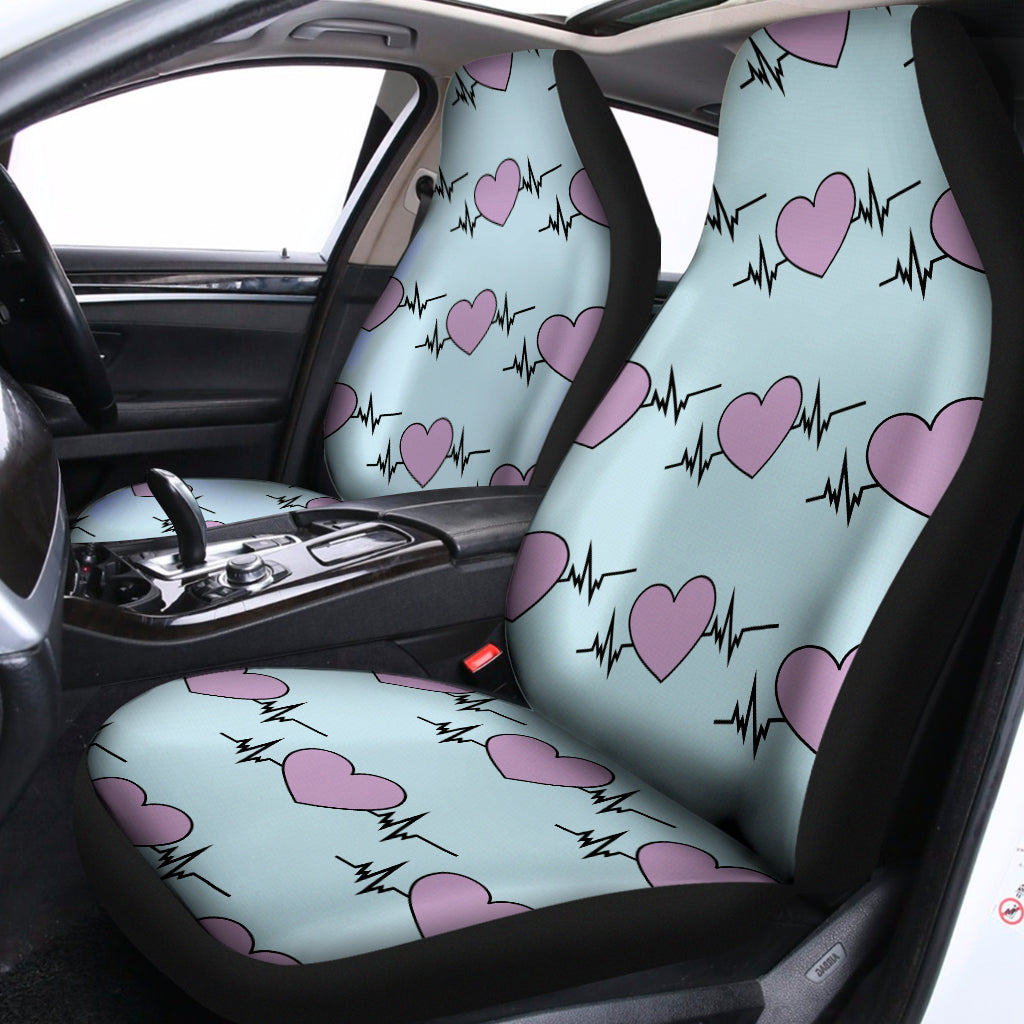 Pink Heartbeat Pattern Print Universal Fit Car Seat Covers