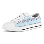 Pink Heartbeat Pattern Print White Low Top Shoes