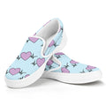Pink Heartbeat Pattern Print White Slip On Sneakers