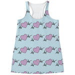 Pink Heartbeat Pattern Print Women's Racerback Tank Top