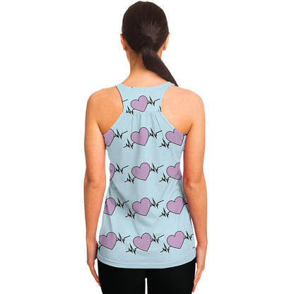 Pink Heartbeat Pattern Print Women's Racerback Tank Top
