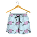 Pink Heartbeat Pattern Print Women's Shorts