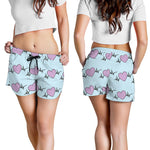 Pink Heartbeat Pattern Print Women's Shorts