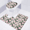 Pink Hibiscus Flower Camouflage Print 3 Piece Bath Mat Set